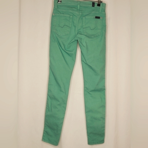 7 For All Mankind Bright Green Lightweight Mid-Rise Skinny Ankle Jeans - Size 24 - Picture 2 of 11
